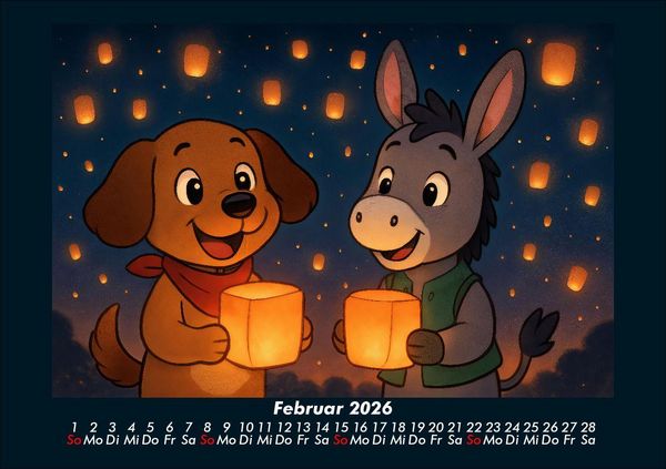 Produktbild: Wuff & Huf - Festliche Freundschaft 2026 Fotokalender DIN A5