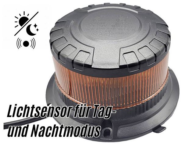 Produktbild: Berger & Schr&ouml;ter Rundumleuchte SM828-HH 12 V &uuml;ber Steckernetzteil Festmontage, Magnetfu&szlig; Orange