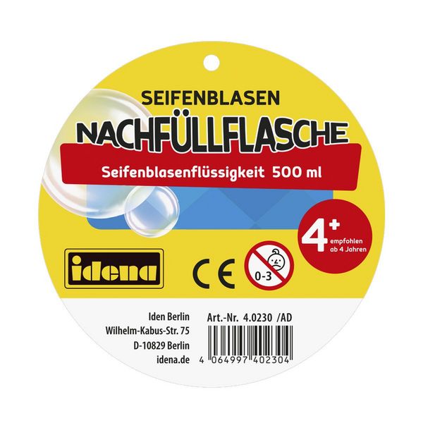 Produktbild: Idena Seifenblasen Nachf&uuml;llflasche 500ml