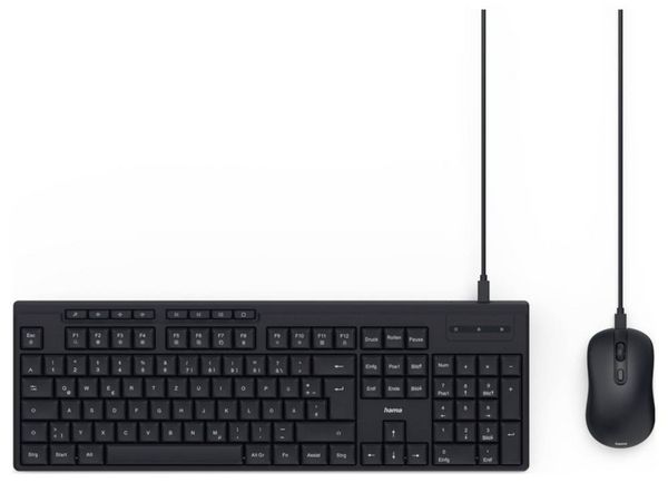 Produktbild: Hama CKM-200 Kabelgebunden Tastatur, Maus-Set Deutsch, QWERTZ Schwarz