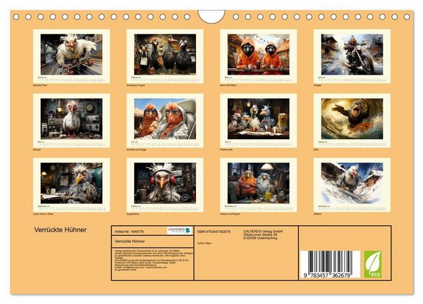 Produktbild: Verr&uuml;ckte H&uuml;hner (Wandkalender 2026 DIN A4 quer), CALVENDO Monatskalender