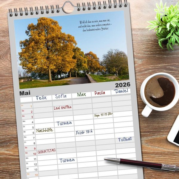 Produktbild: Familienplaner 2026 - wundersch&ouml;ne Lichtmomente mit 5 Spalten (Wandkalender, 21 x 45 cm) CALVENDO