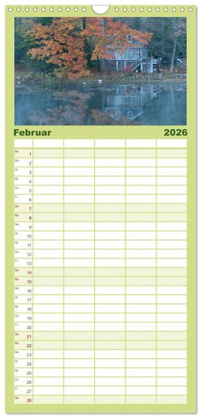 Produktbild: Familienplaner 2026 - Neu England, Indian Summer mit 5 Spalten (Wandkalender, 21 x 45 cm) CALVENDO