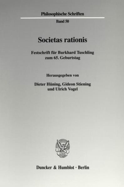 Societas rationis., Taschenbuch von Dieter Hüning , Gideon Stiening , Ulrich Vogel, Duncker & Humblot, 9783428104284