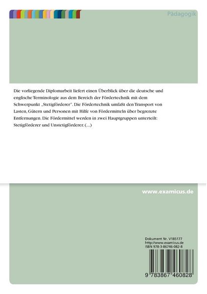 Produktbild: F&ouml;rdertechnik - Stetigf&ouml;rderer - Eine systematische terminologische Untersuchung in Deutsch und Englisch
