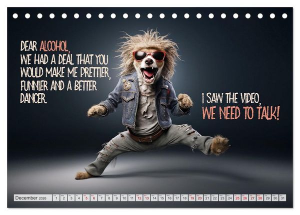 Produktbild: Crazy dogs COOL SAYINGS (Desk Calendar 2026 DIN A5 landscape), CALVENDO 12 Month DeskCalendar