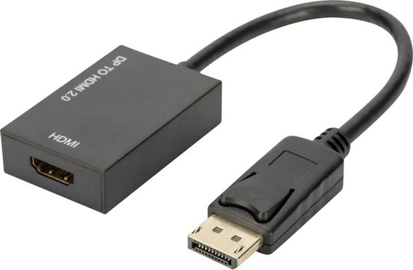 Digitus AK-340415-002-S DisplayPort / HDMI Adapter [1x DisplayPort Stecker - 1x HDMI-Buchse] Schwarz 4K UHD, doppelt ges