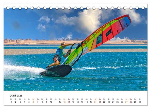 Produktbild: Windsurfen - endlose Wellen (Tischkalender 2026 DIN A5 quer), CALVENDO Monatskalender