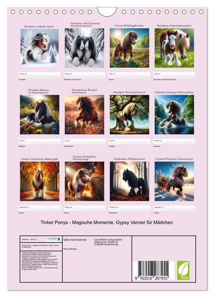 Produktbild: Tinker Ponys - Magische Momente, Gypsy Vanner f&uuml;r M&auml;dchen (Wandkalender 2026 DIN A4 hoch), CALVENDO Monatskalender