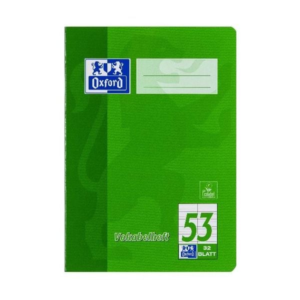 OXFORD Vokabelheft A5, Lineatur 53 (2 Spalten), 32 Blatt, 90 g/m² Optik Paper®, sortiert