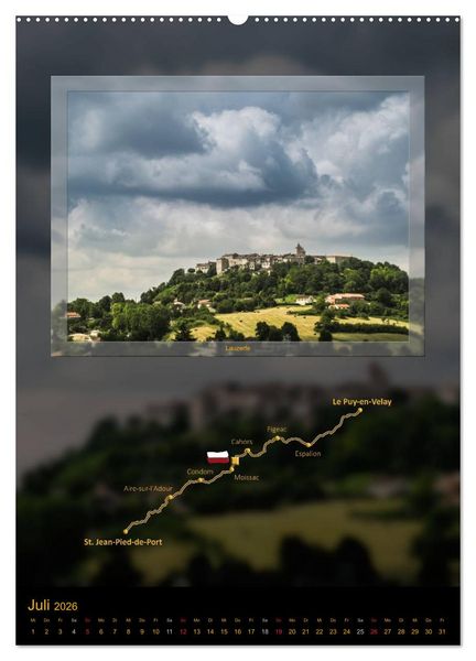 Produktbild: Jakobsweg Via Podiensis (Wandkalender 2026 DIN A2 hoch), CALVENDO Monatskalender
