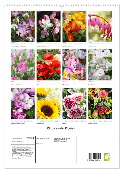 Produktbild: Ein Jahr voller Blumen (hochwertiger Premium Wandkalender 2026 DIN A2 hoch), Kunstdruck in Hochglanz