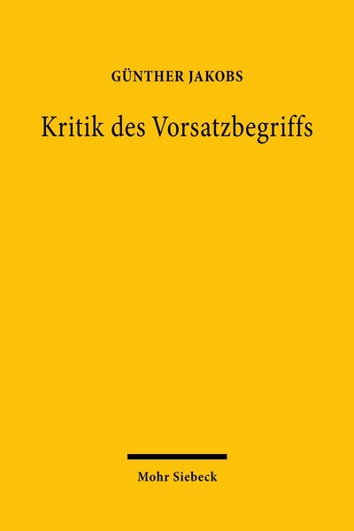Produktbild: Kritik des Vorsatzbegriffs