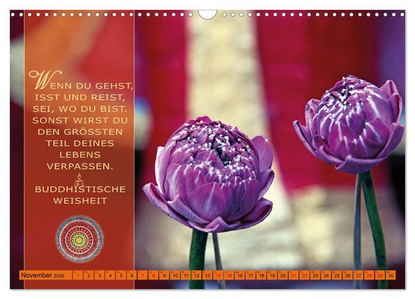 Produktbild: Unterwegs zur Erleuchtung Buddhistische Weisheiten (Wandkalender 2026 DIN A3 quer), CALVENDO Monatskalender