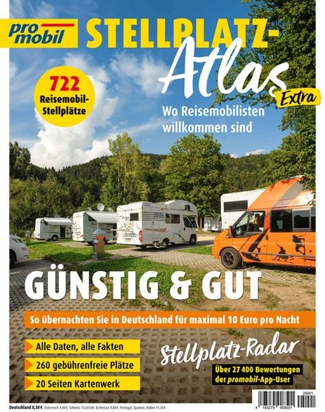 Produktbild: promobil Stellplatz-Atlas 01/2025