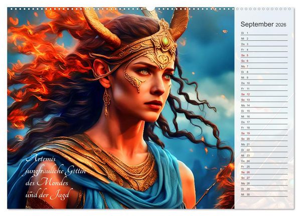 Produktbild: Die Unsterblichen - Griechische KI-G&ouml;ttinnen und KI-G&ouml;tter (Wandkalender 2026 DIN A2 quer), CALVENDO Monatskalender