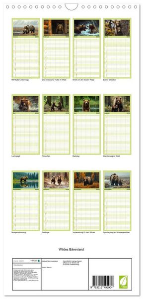 Produktbild: Familienplaner 2026 - Wildes B&auml;renland mit 5 Spalten (Wandkalender, 21 x 45 cm) CALVENDO