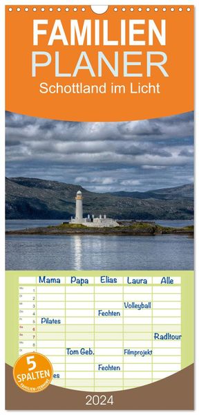 Produktbild: Familienplaner 2026 - Schottland im Licht mit 5 Spalten (Wandkalender, 21 x 45 cm) CALVENDO