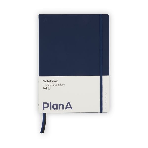 Produktbild: Notizbuch A4 Hardcover Navy Blue Blanko, 192 Seiten