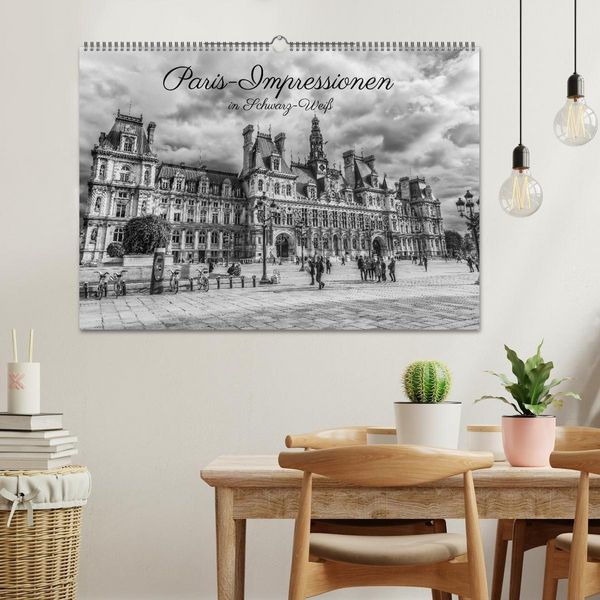 Produktbild: Paris-Impressionen in Schwarz-Wei&szlig; (Wandkalender 2027 DIN A2 quer), CALVENDO Monatskalender