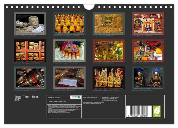 Produktbild: Tibet - Tibet - Tibet 2027 (Wandkalender 2027 DIN A4 quer), CALVENDO Monatskalender