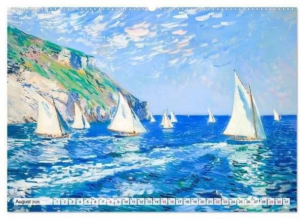 Produktbild: Ein Tag am Meer - Durch die Augen der Impressionisten (hochwertiger Premium Wandkalender 2026 DIN A2 quer), Kunstdruck in Hochglanz