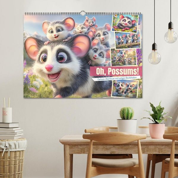 Produktbild: Oh, Possums! Cartoon-Abenteuer mit lustigen Beutelratten (Wandkalender 2026 DIN A2 quer), CALVENDO Monatskalender