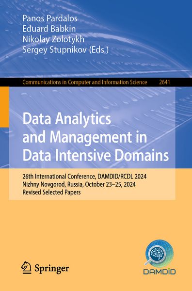 Produktbild: Data Analytics and Management in Data Intensive Domains