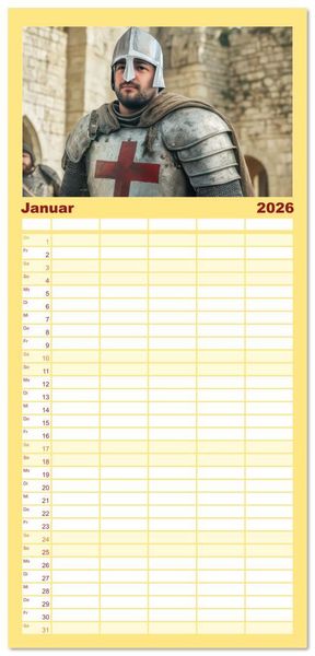 Produktbild: Familienplaner 2026 - Tempelritter - Ein m&auml;chtiger Ritterorden mit 5 Spalten (Wandkalender, 21 x 45 cm) CALVENDO