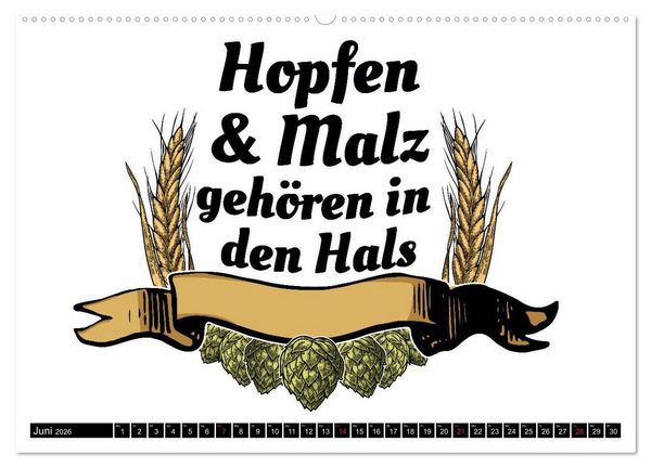 Produktbild: Bier - Lustige Spr&uuml;che und Grafiken (hochwertiger Premium Wandkalender 2026 DIN A2 quer), Kunstdruck in Hochglanz