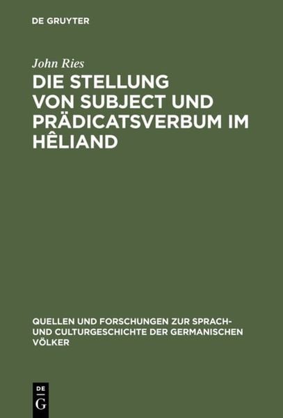 Produktbild: Die Stellung von Subject und Pr&auml;dicatsverbum im H&ecirc;liand
