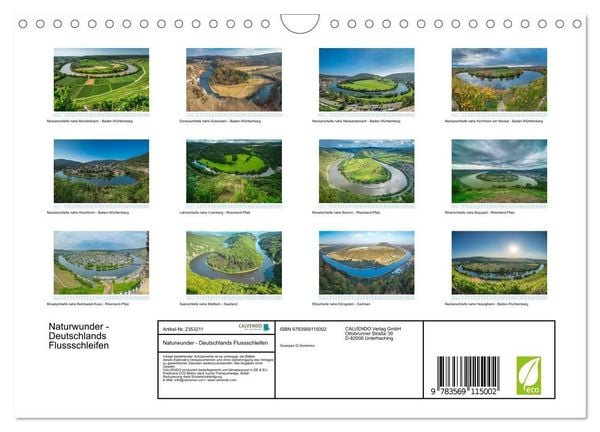 Produktbild: Naturwunder - Deutschlands Flussschleifen (Wandkalender 2027 DIN A4 quer), CALVENDO Monatskalender