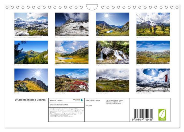 Produktbild: Wundersch&ouml;nes Lechtal (Wandkalender 2026 DIN A4 quer), CALVENDO Monatskalender