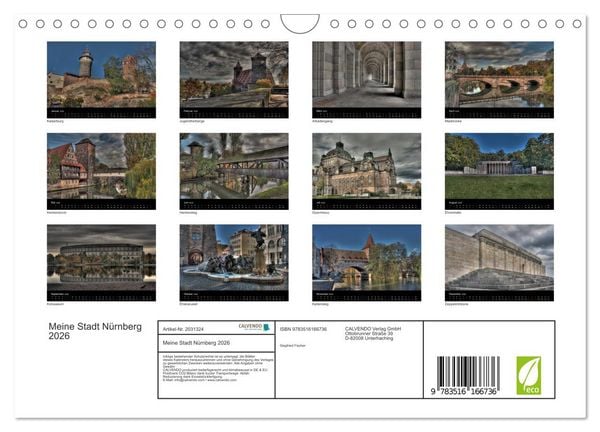 Produktbild: Meine Stadt N&uuml;rnberg 2026 (Wandkalender 2026 DIN A4 quer), CALVENDO Monatskalender
