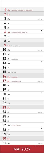 Produktbild: Streifenplaner Mini ROT 2027