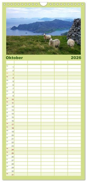 Produktbild: Familienplaner 2026 - Norwegen PUR mit 5 Spalten (Wandkalender, 21 x 45 cm) CALVENDO