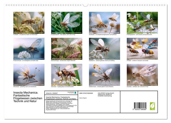 Produktbild: Insecta Mechanica. Fantastische Fl&uuml;gelwesen zwischen Technik und Natur (hochwertiger Premium Wandkalender 2026 DIN A2 quer), Kunstdruck in Hochglanz