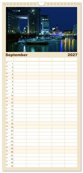 Produktbild: Familienplaner 2027 - K&ouml;ln bei Nacht mit 5 Spalten (Wandkalender, 21 x 45 cm) CALVENDO