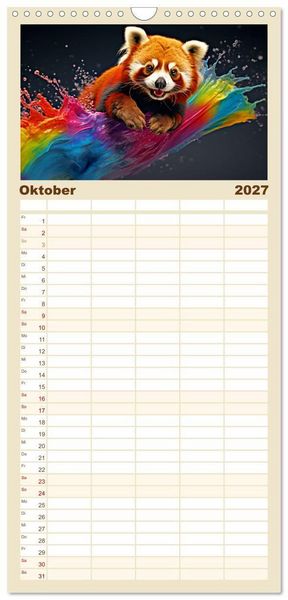 Produktbild: Familienplaner 2027 - Farbsplash in der Tierwelt mit 5 Spalten (Wandkalender, 21 x 45 cm) CALVENDO