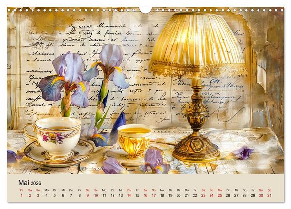 Produktbild: Shabby Chic Romantik - Vintage Tassen, Blumen und nostalgische Briefe (Wandkalender 2026 DIN A3 quer), CALVENDO Monatskalender