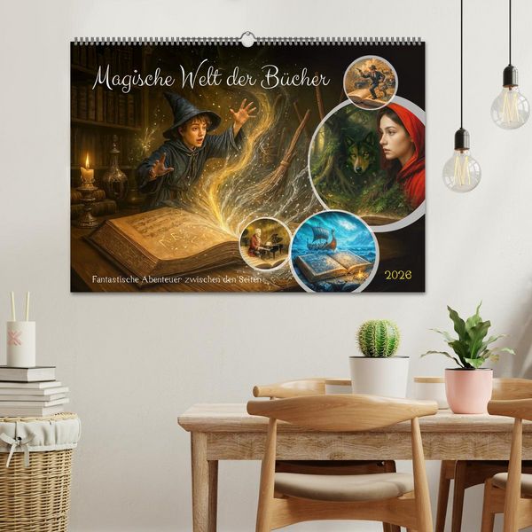 Produktbild: Magische Welt der B&uuml;cher - Fantastische Abenteuer zwischen den Seiten (Wandkalender 2026 DIN A2 quer), CALVENDO Monatskalender