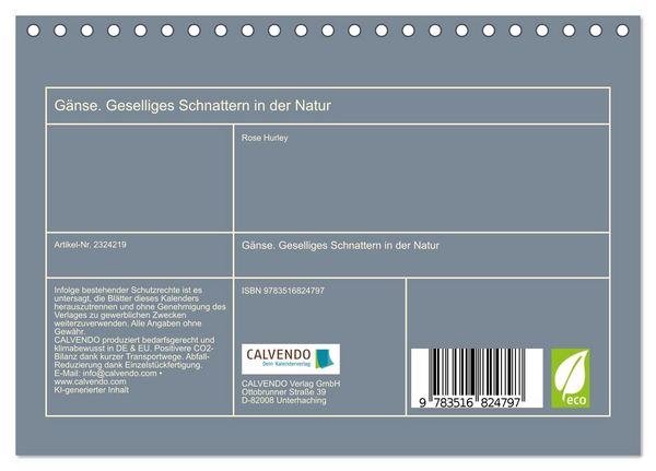 Produktbild: G&auml;nse. Geselliges Schnattern in der Natur (Tischkalender 2027 DIN A5 quer), CALVENDO Monatskalender