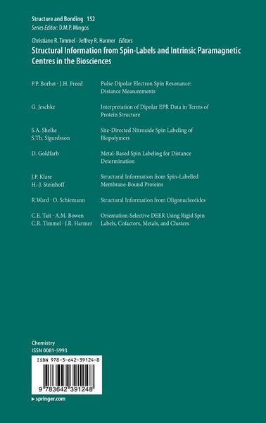 Produktbild: Structural Information from Spin-Labels and Intrinsic Paramagnetic Centres in the Biosciences