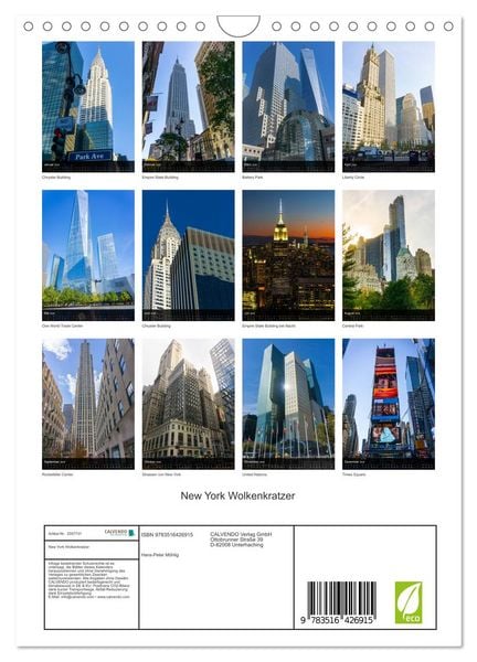 Produktbild: New York Wolkenkratzer (Wandkalender 2026 DIN A4 hoch), CALVENDO Monatskalender