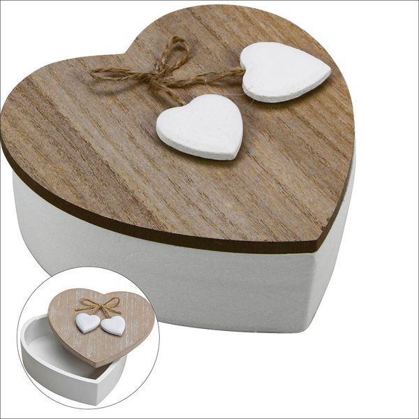Herzholzdose weiß mit Naturholzdeckel