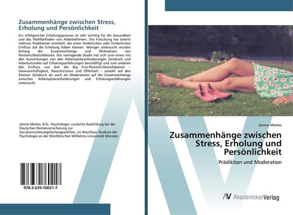 Produktbild: Zusammenh&auml;nge zwischen Stress, Erholung und Pers&ouml;nlichkeit