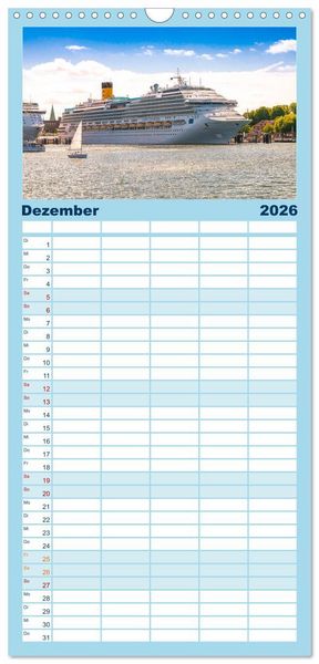 Produktbild: Familienplaner 2026 - Kreuzfahrtschiffe mit 5 Spalten (Wandkalender, 21 x 45 cm) CALVENDO