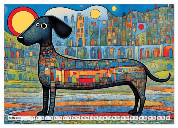 Produktbild: Bunte Hundebande (Tischkalender 2026 DIN A5 quer), CALVENDO Monatskalender