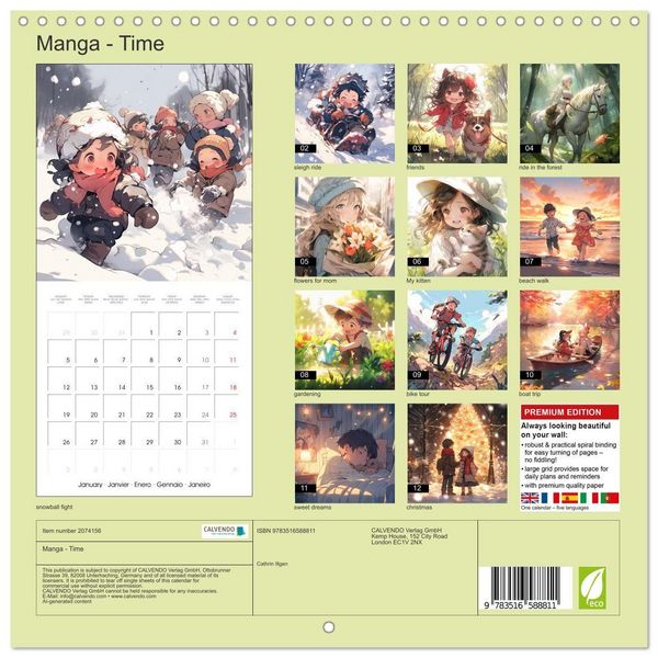 Produktbild: Manga - Time (Wall Calendar 2026 12 &times; 12 Inch) CALVENDO 12 Month Wall Calendar