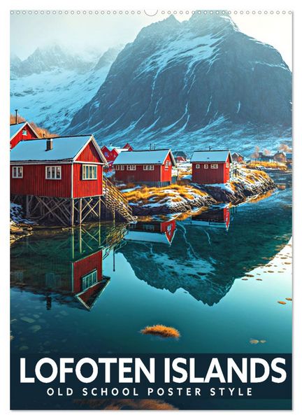 Produktbild: Lofoten Islands - Old School Poster Style (Wall Calendar 2026 DIN A2 portrait), CALVENDO 12 Month Wall Calendar